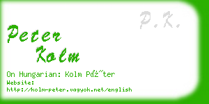 peter kolm business card